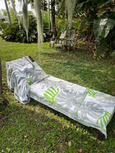 Load image into Gallery viewer, Mini beach towel - The garden of Matisse - Green-Taupe and white