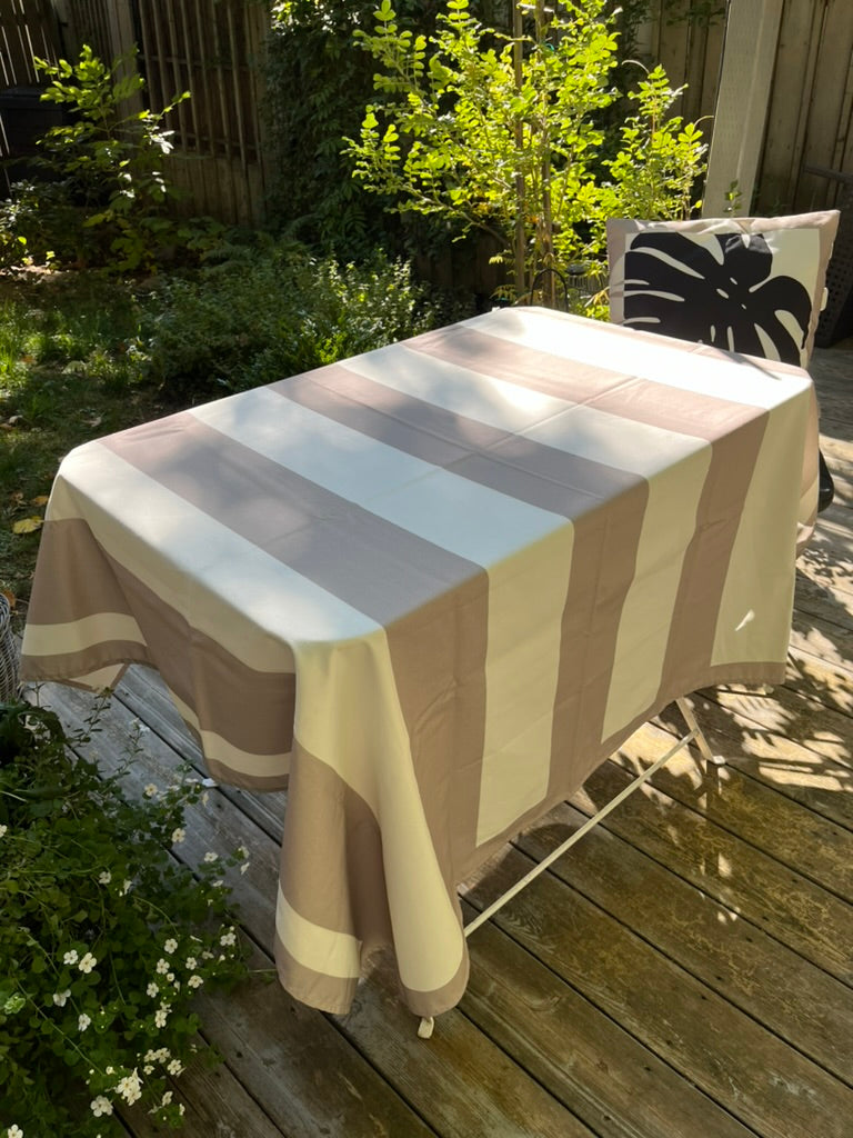 Tablecloth - taupe - large stipes