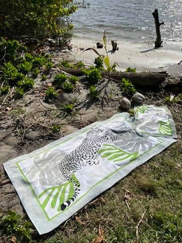 Large beach towel - Matisse's garden - green