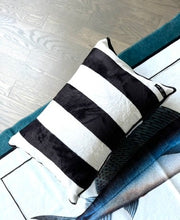 Load image into Gallery viewer, Terry Velvet stripes Cushions black and white
