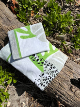 Load image into Gallery viewer, Mini beach towel - The garden of Matisse - Green-Taupe and white
