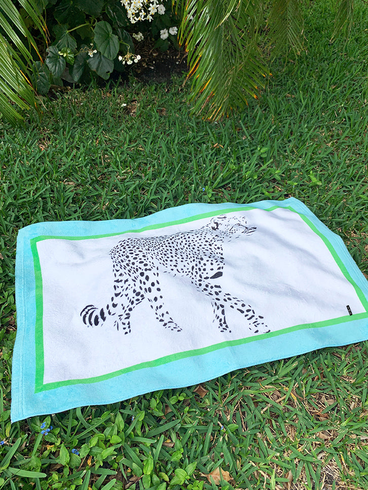 Mini beach towel - Cheetah Turquoise