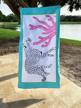 Load image into Gallery viewer, Large Beach Towel - Cheetah Turquoise
