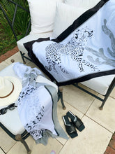 Load image into Gallery viewer, Perfect large beach towel. Minimalist in black and taupe, matching with the pareo sarong. 
